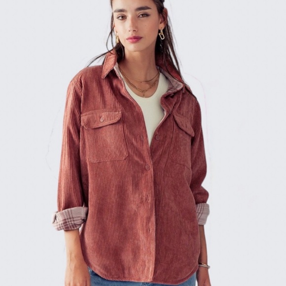 💕LAST1️⃣💕New Reversible Corduroy Plaid Spring Fall Women’s Shacked - Picture 2 of 11